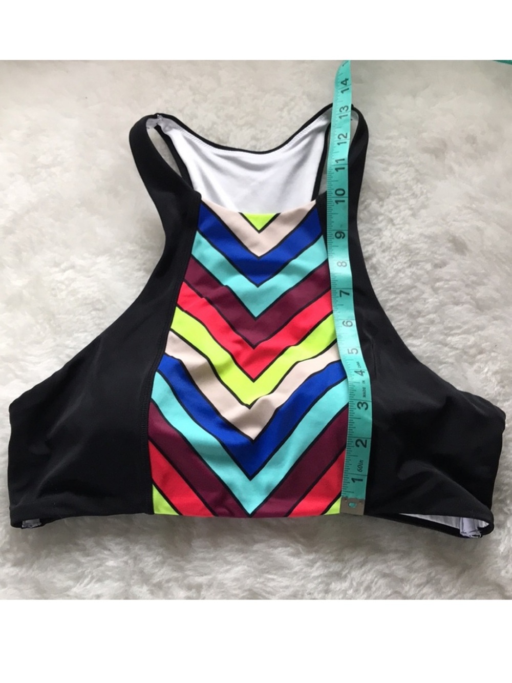 Victoria’s Secret PINK crop tank swim top black high neck rainbow M - Picture 10 of 10